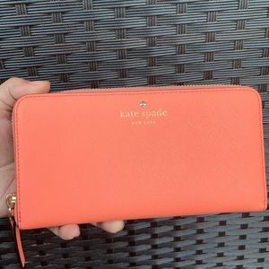 Kate Spade zip around wallet - guava color